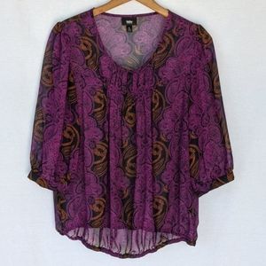 Mossimo Purple and Orange Sheer Blouse, sz: L